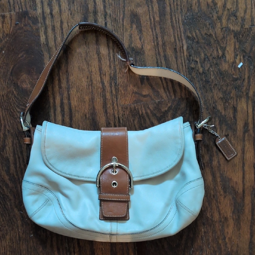 Coach Vintage Soho  White and Tan Leather Shoulder Bag